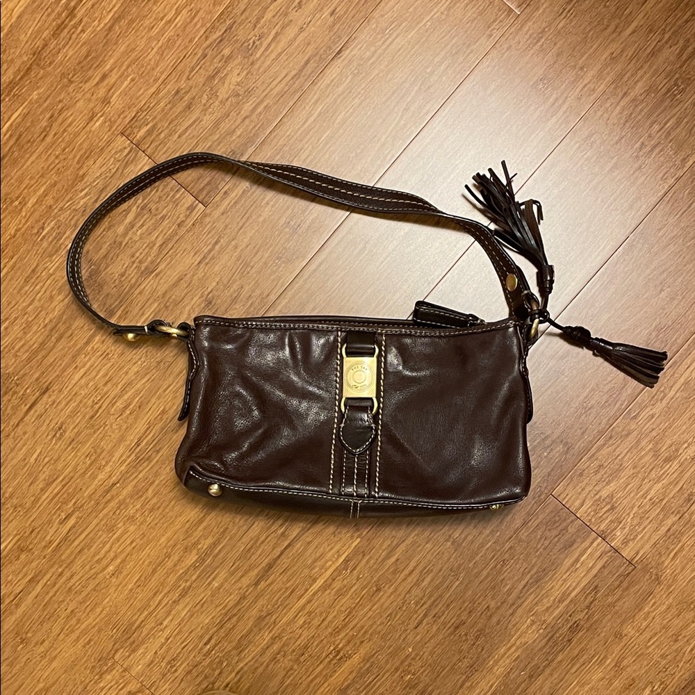 The Sak Elegant Dark Brown Leather Shoulder Bag with Tassel